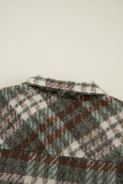 Plaid Print Chest Pockets Turn Down Collar Shacket